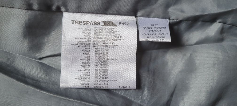 TresPass Kids TP50 2000MM długa kurtka termiczna 7/ 8 lat 122 - 128 cm