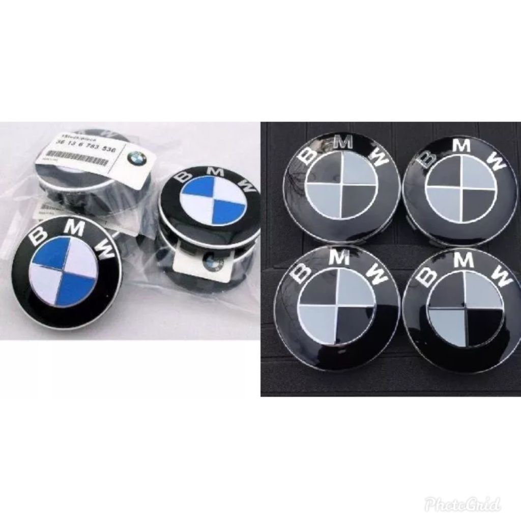 Kit 4 Centros Jante BMW Série X1 X3 60 e 68mm Preto Azul Pack M