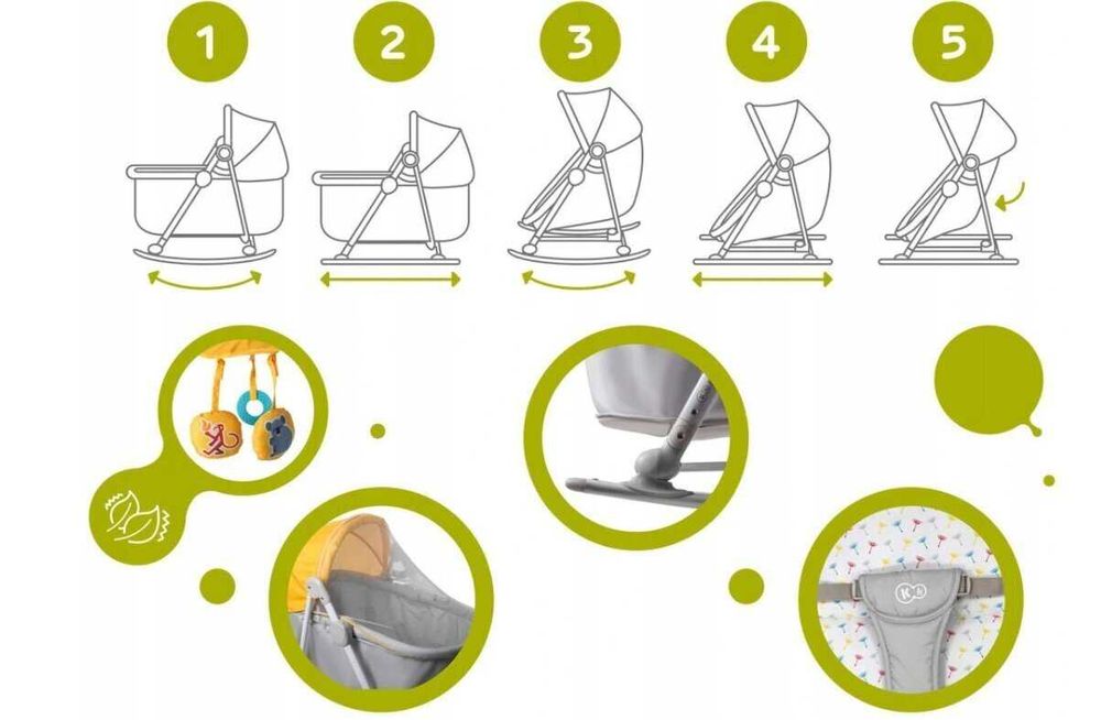 KoŁyska / Huśtawka KinderKraft 5 w 1 Unimo Unimo Up, żółta