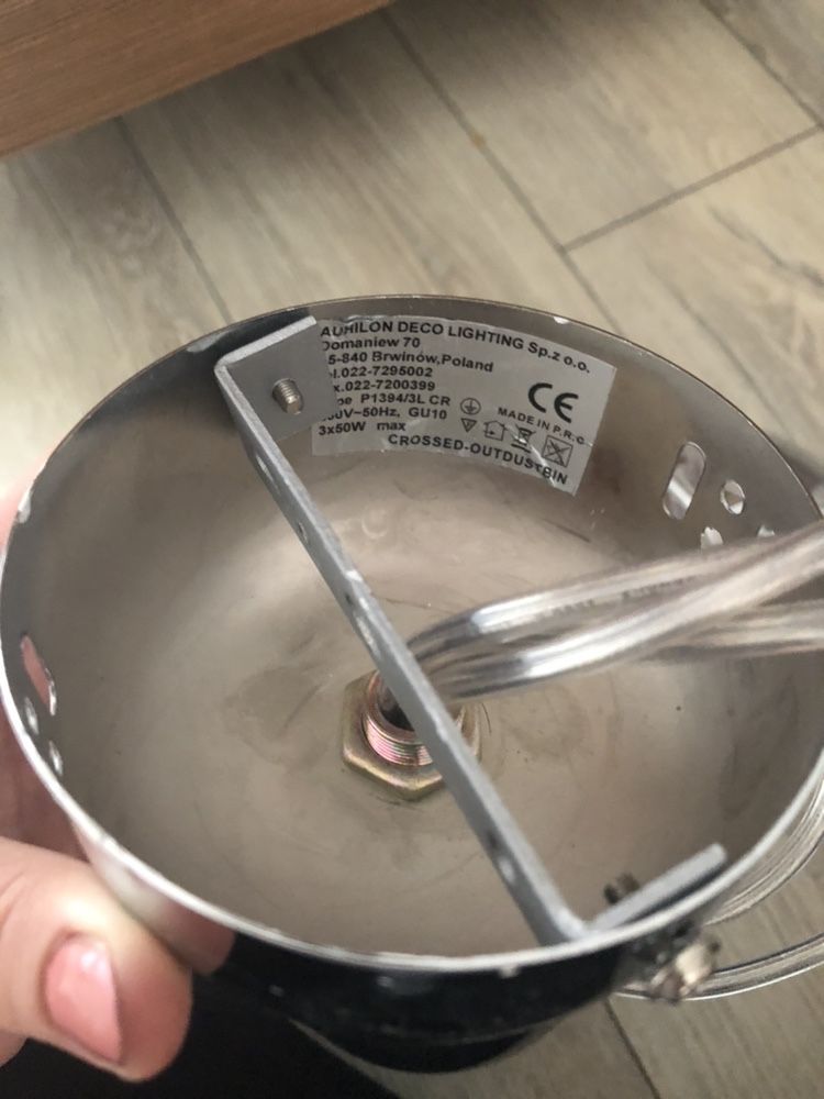 Lampa srebrna wisząca halogen x3