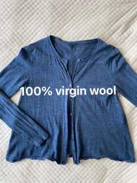 Wełniany Sweter kardigan Strickag virgin wool schurwolle