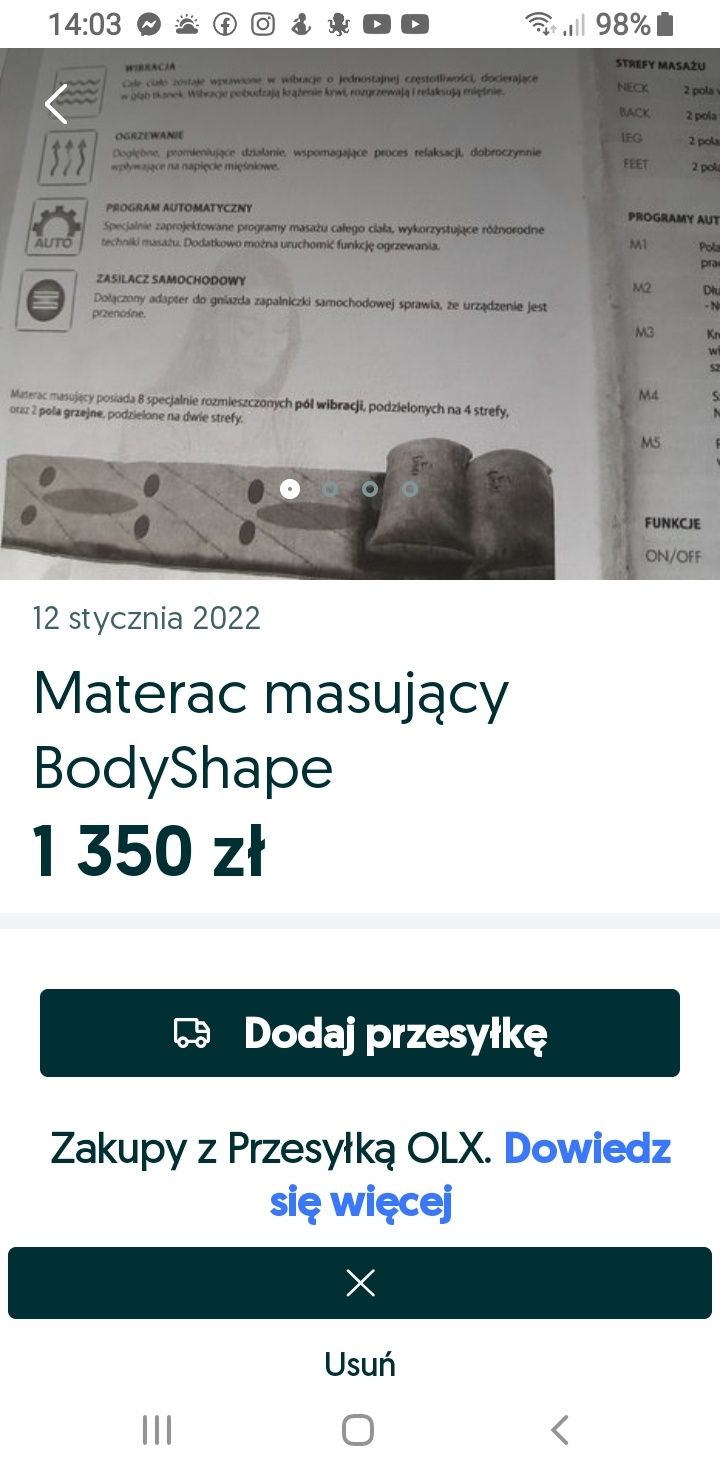 Materac masujący Body shape