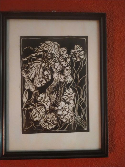 Zestaw 3 szt linorytów Halina Mielczarek 1994 r. oprawione