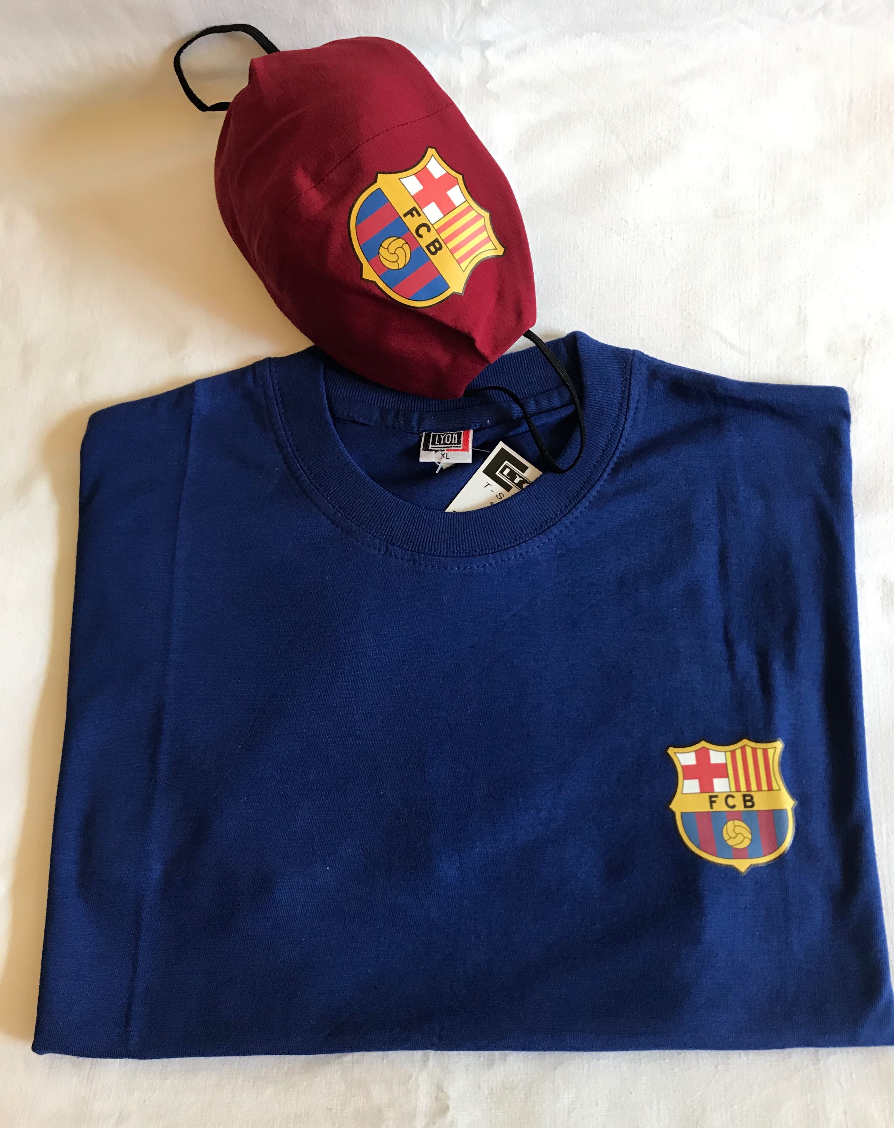 Маска и футболка для болельщиков Барселоны
