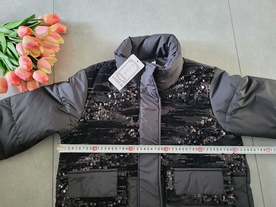 Nowa czarna kurtka damska cekinowa welur glamour jesień zima M L