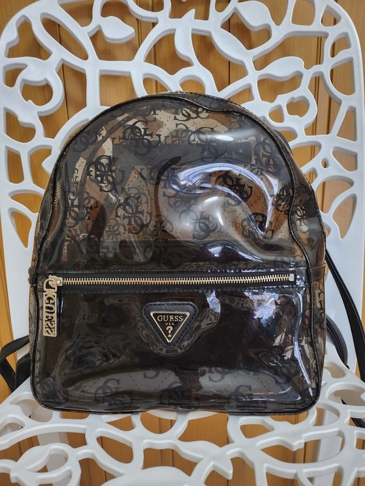 Mochila Guess preta transparente