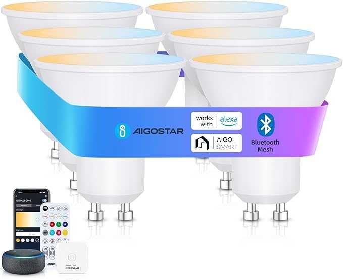Żarówka gu10 inteligentna led alexa smart 6.5w aigostar mesh 6 szt