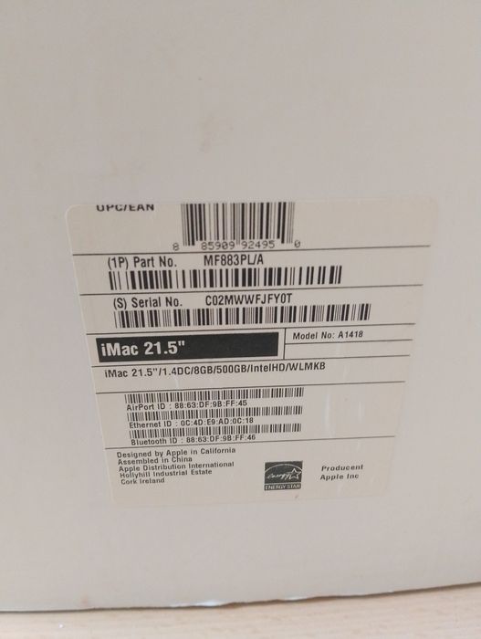 Super stan i mac 21'5 cala stan idealny