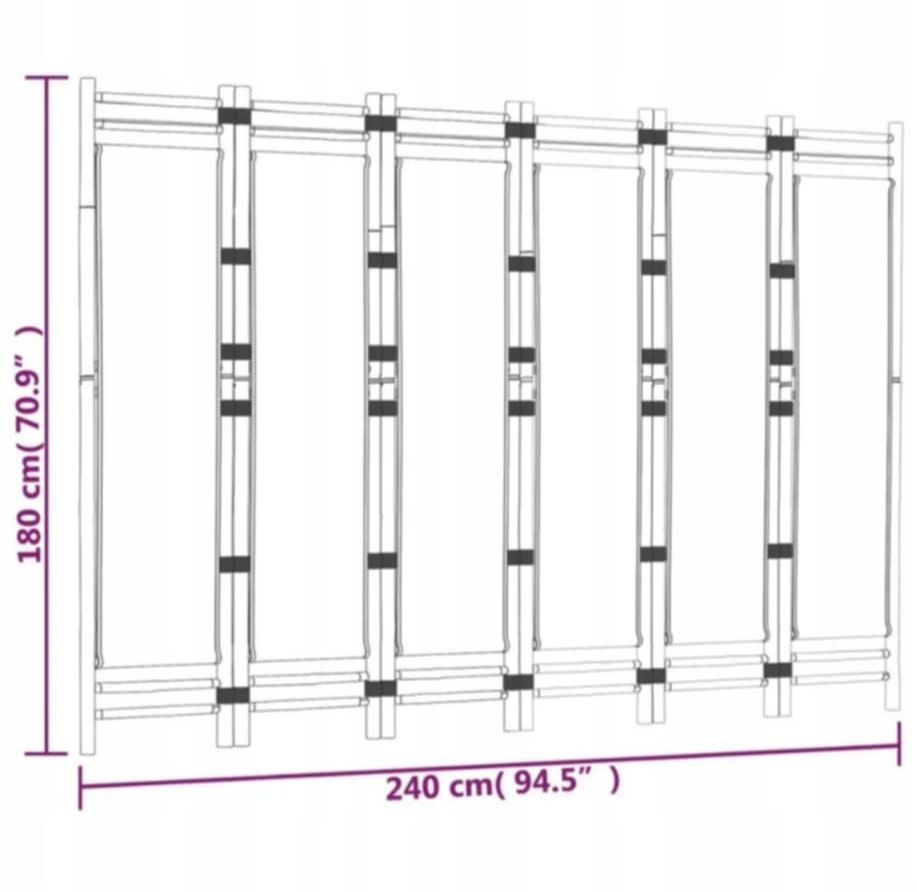 Składany parawan 6-panelowy, 240 cm, bambus i płótno, sypialnia, salon