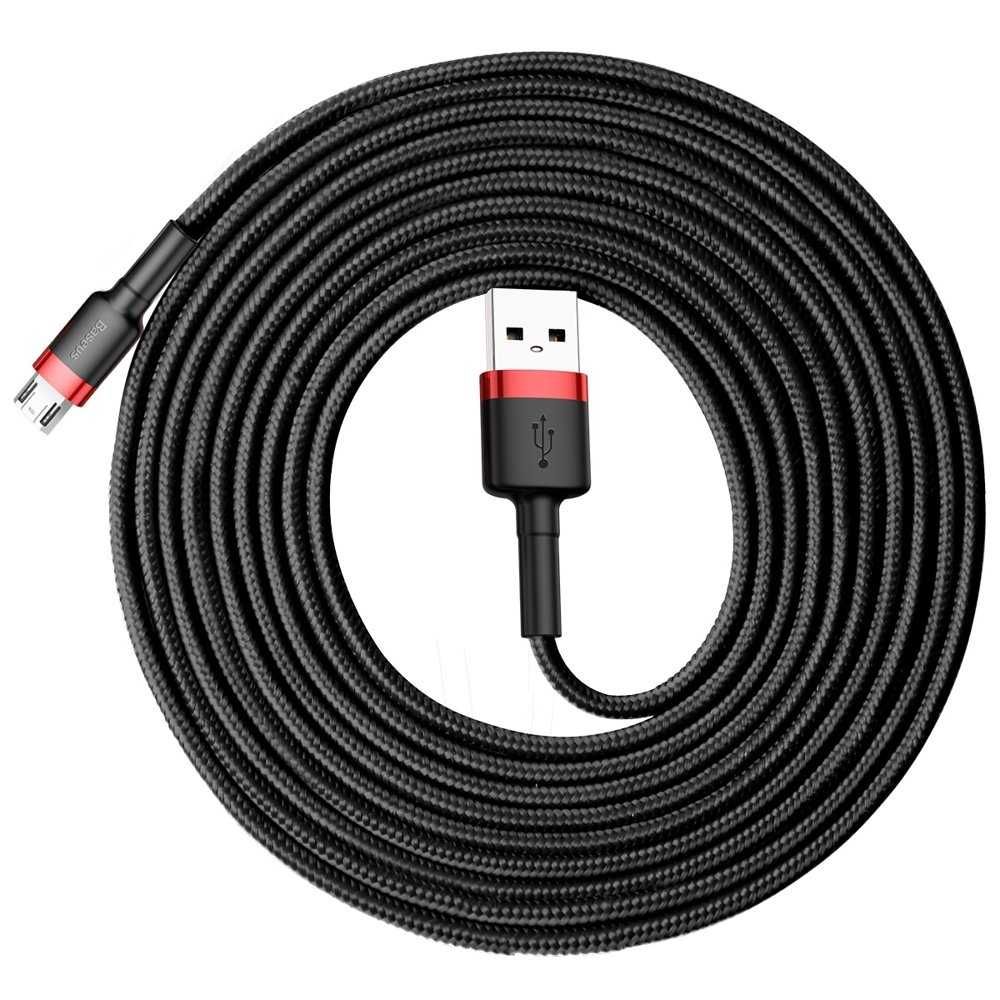 Kabel Nylonowy Baseus Cafule Micro-USB 2A czarny/czerwony 3m