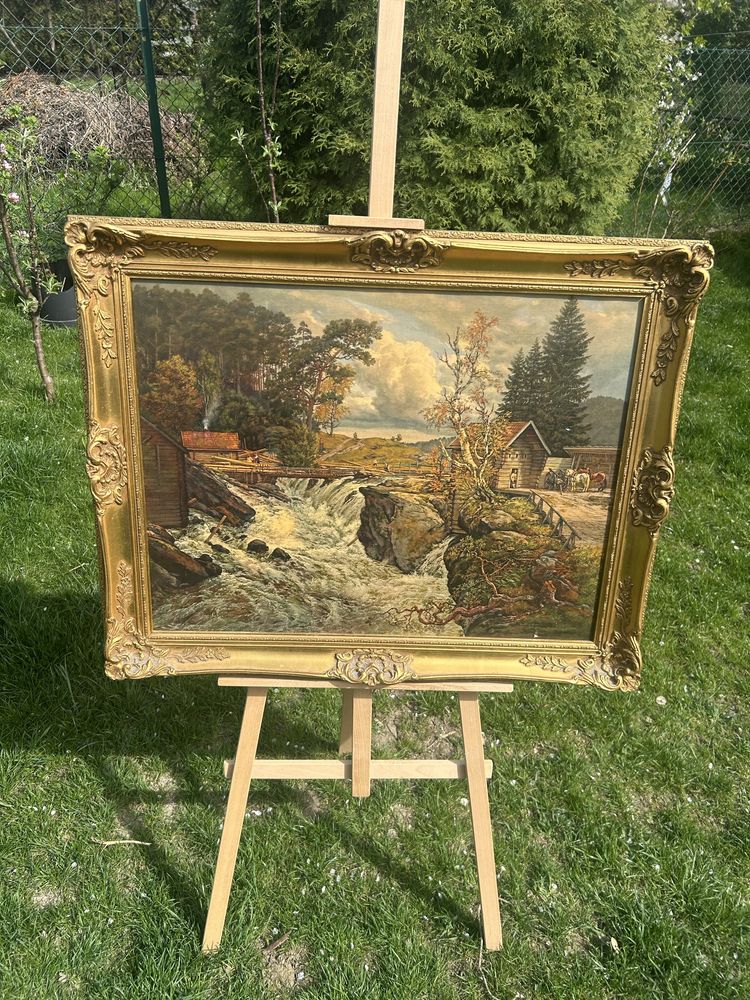 Obraz – Nadruk na płótnie  Złota rama drewniana rzeźbiona 70 x 87,5 cm