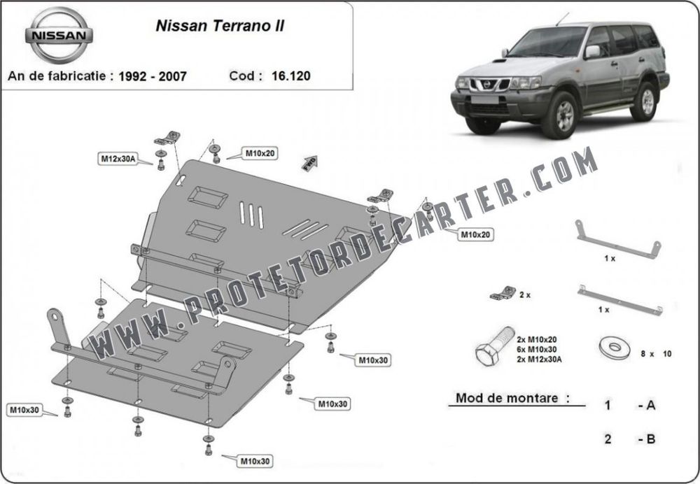 Proteção carter, caixa de velocidade e transferencia TERRANO 2