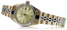 Złoty zegarek damski 14k 585 z bransoletą Geneve lw020ywdy&lbw010y Wr