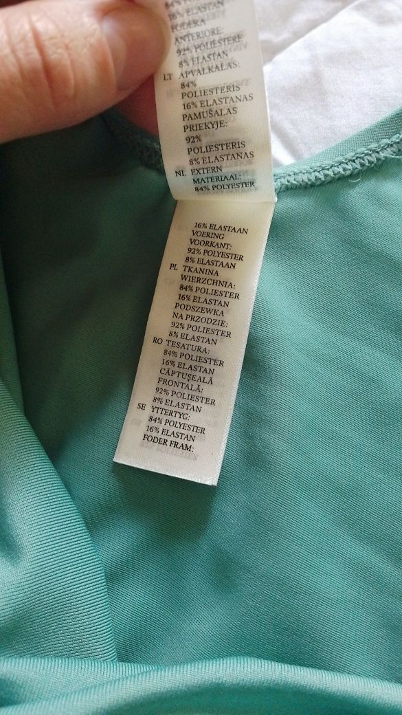 Miętowy strój kąpielowy XS Monki retro 50s wycięte plecy