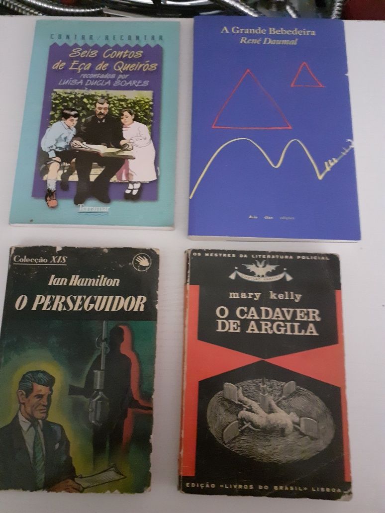 Livros, romances, contos, policiais, desporto, bricolage