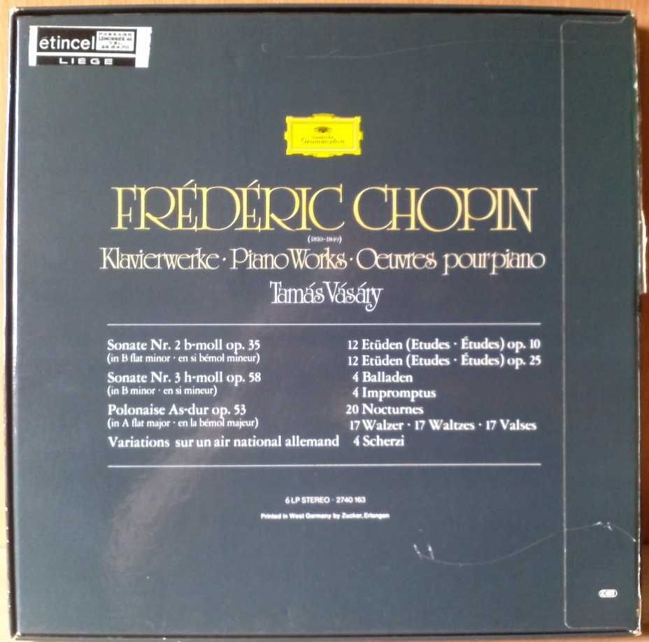 Fryderyk Chopin-Dzieła fortepianowe-Tamas Vasary Box 6Lp. winyl 1977