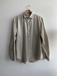 Beżowo szara koszula Calvin Klein bawełniana bawełna 100% cotton