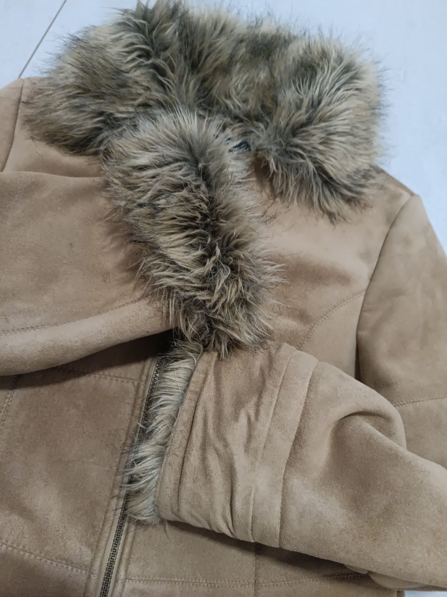 KappAhl płaszcz zimowy damski kożuch futerko 38 M 40 L brązowy camel