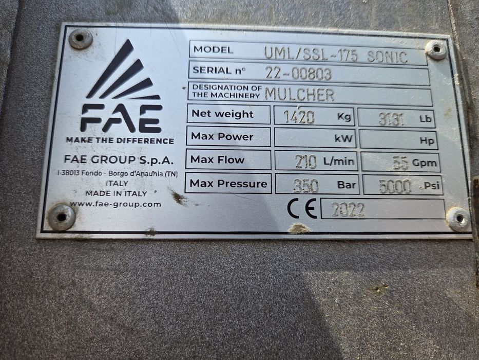 Mulczer leśny hydrauliczny FAE UML/SSL 175VT Takeuchi Bobcat CAT