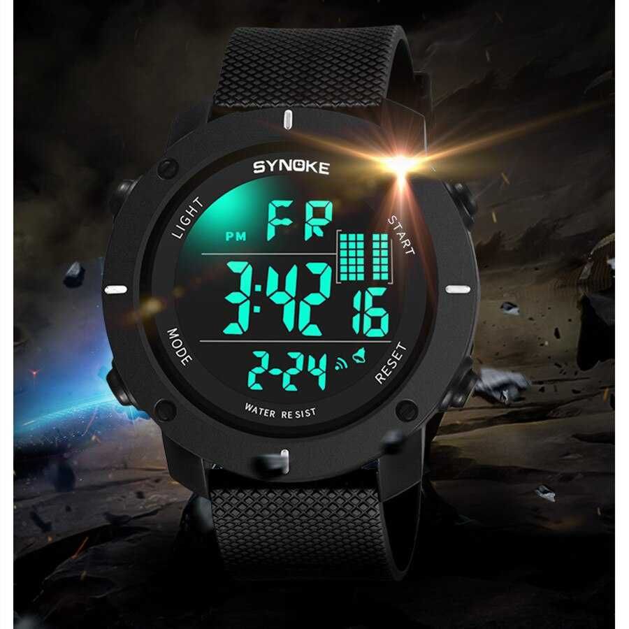 Zegarek elektroniczny sportowy Synoke LED męski duży wodoszczelny WR50