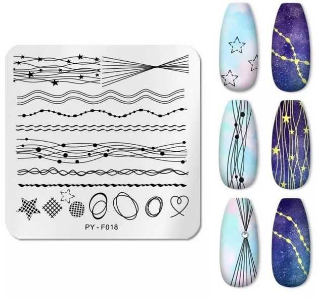 PYF018 blaszka płytka stempel dekor linie line art