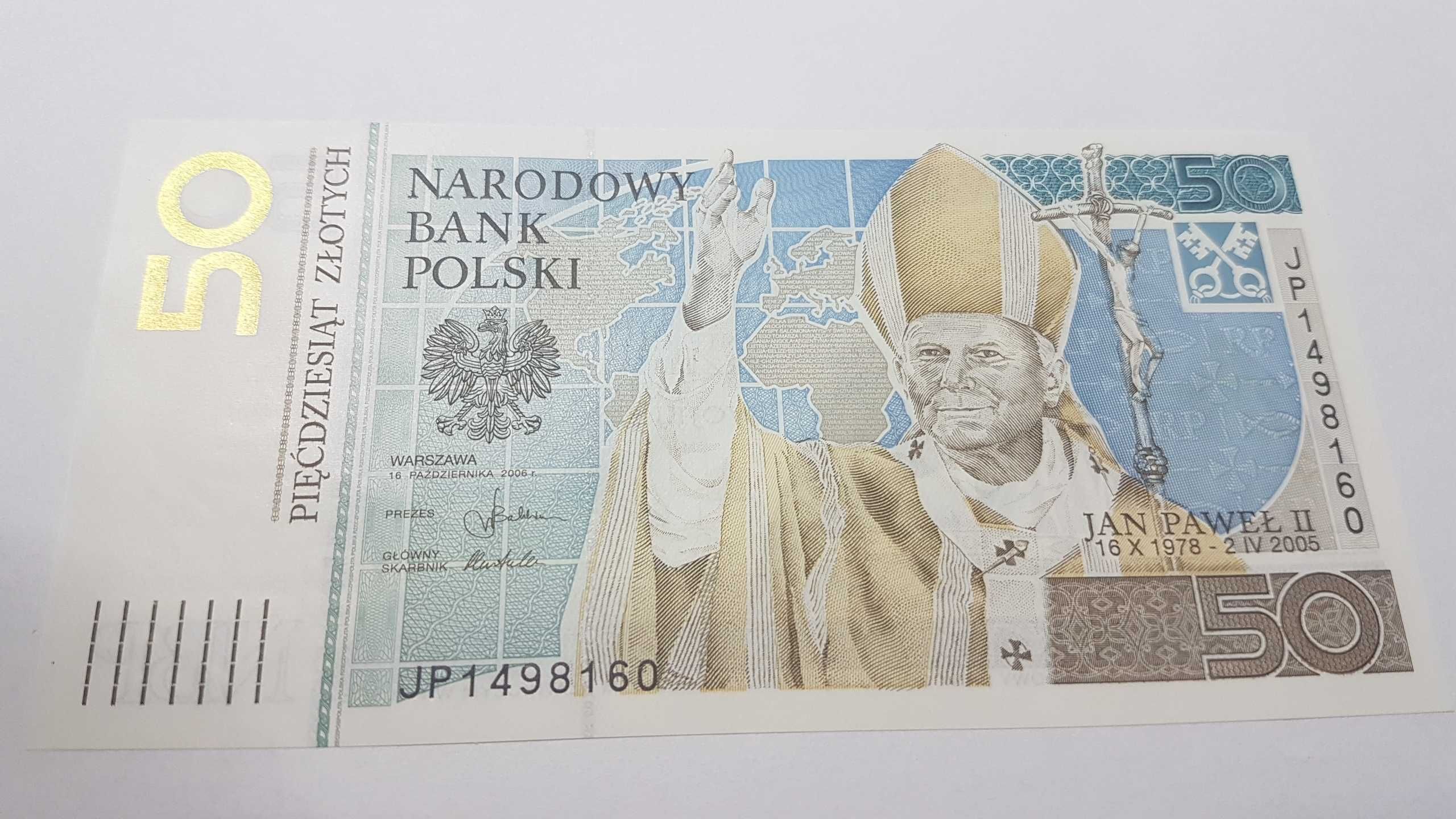 Banknot 50 zł.Papież UNC.