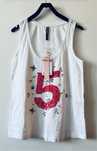 T-shirt damski biały z cekinami i koralikami Stradivarius S