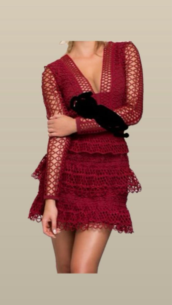 Sukienka burgundowa czerwona bordowa S premium