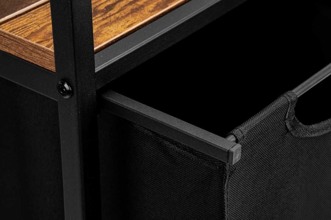 Regał metalowy z półkami kosz na pranie bieliznę dwukomorowy loft