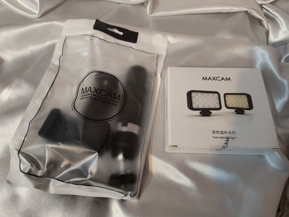 MAXCAM Dwukolorowa Lampa Wideo Statyw Klips Do Telefonu LED