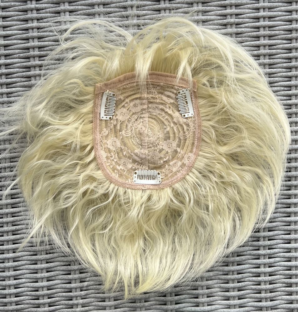 Premium Ultra włosy doczepiane, jasny blond, topper, tupet, fale