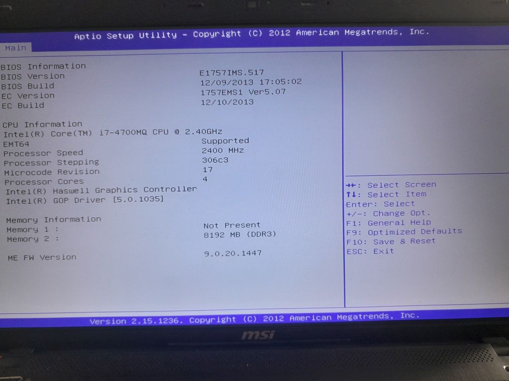 laptop msi MS-1757
