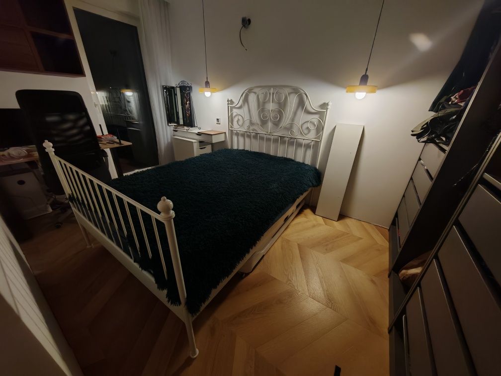 Łóżko Ikea leirvik białe metalowe 140x200