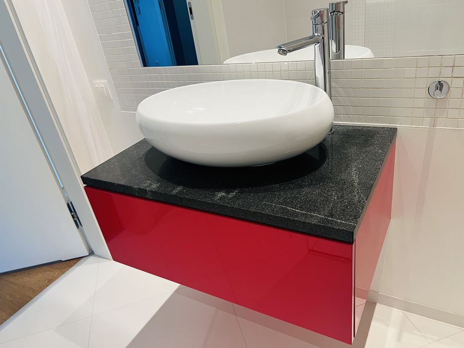 Szafka szuflada 50x80 + umywalka + blat granitowy + bateria tres