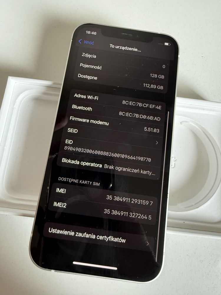 iPhone 12 128gb White Stan Idealny Bateria 100%