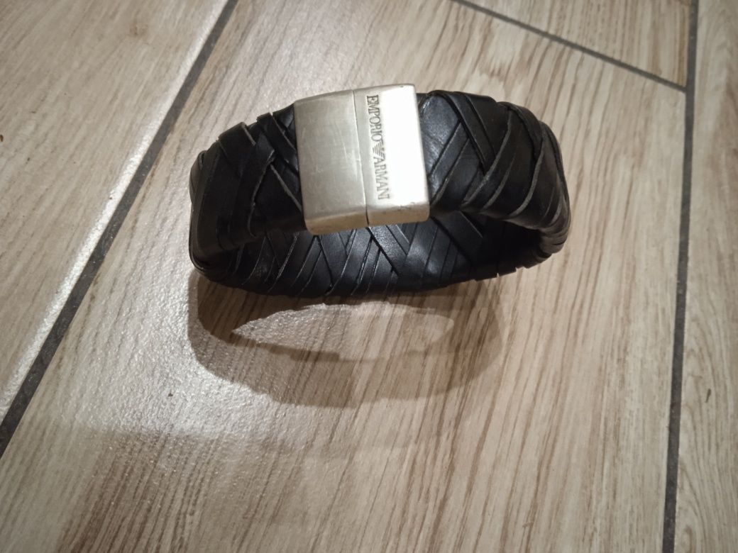 Bransoletka Emporio Armani  srebro-skóra