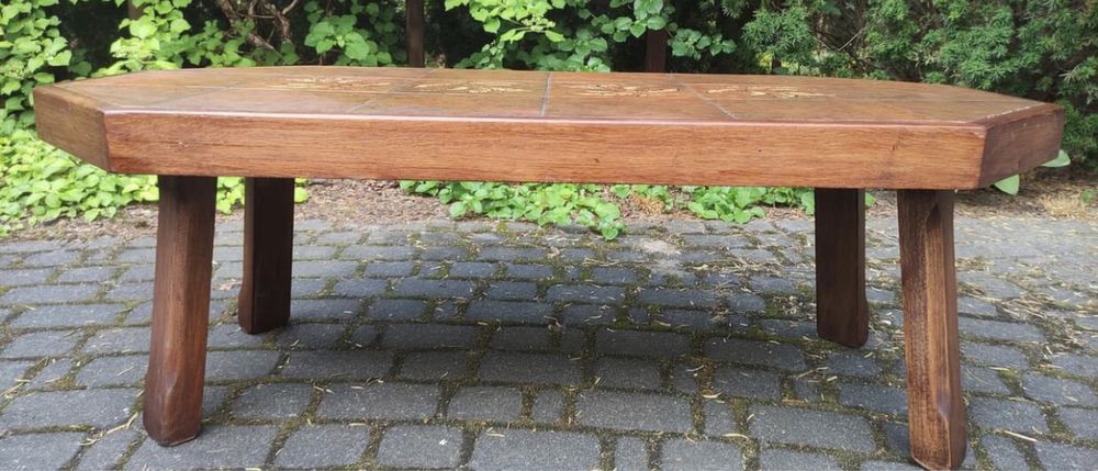 Stolik kawowy drewno blat z płytek