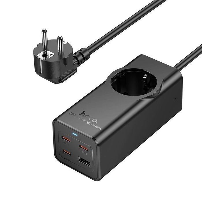 Hoco Ładowarka Przedłużacz 2 m 1 gniazdo + 3 x USB C QC3.0 67W