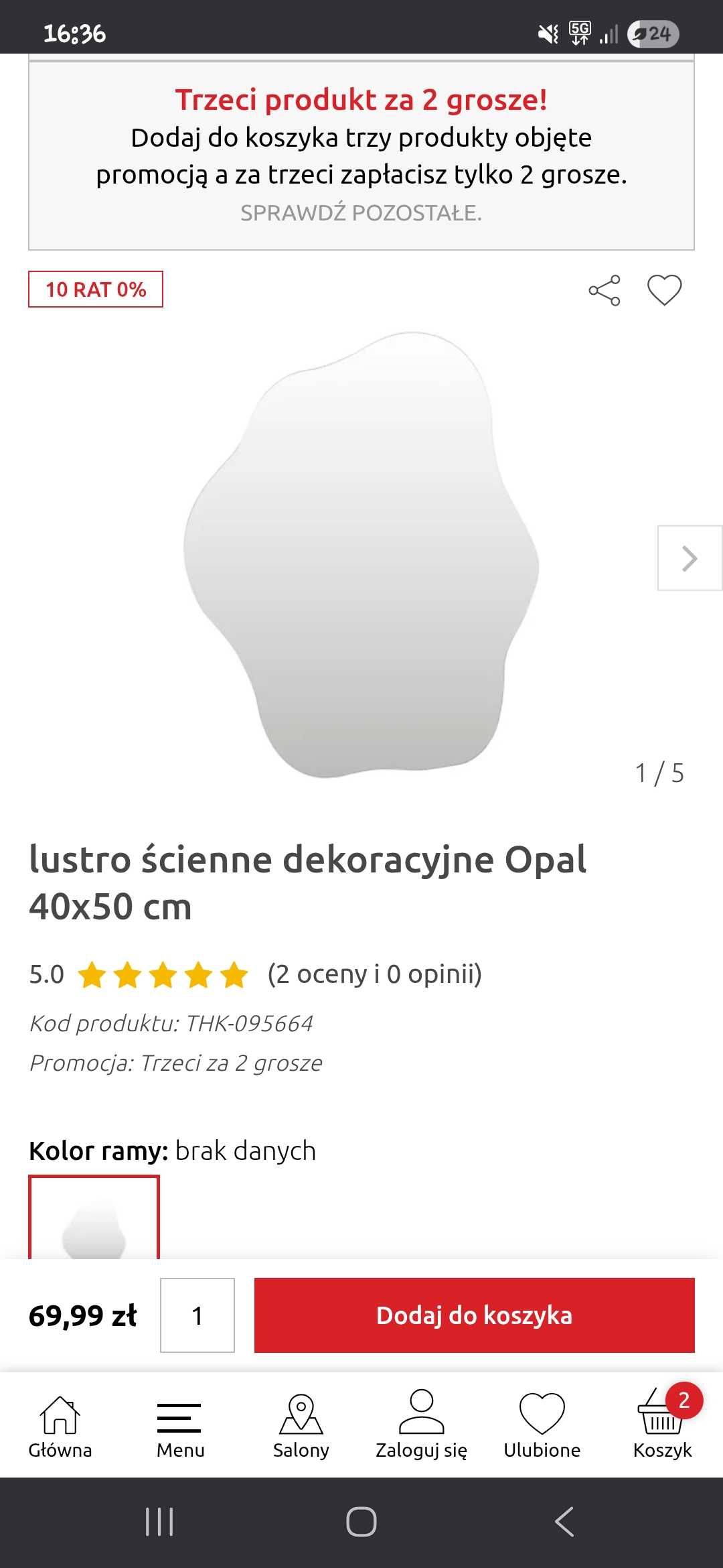 Lustro nowe opal