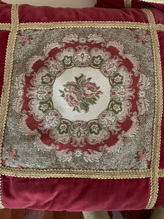 Conjunto 3 almofadas antigas veludo