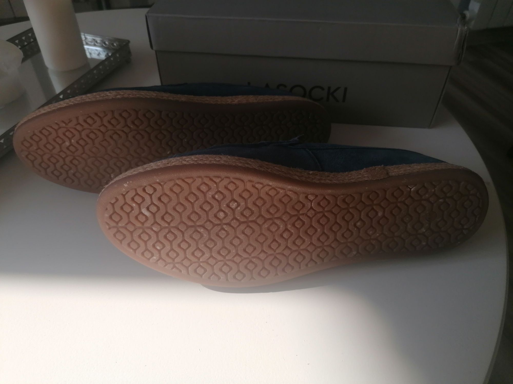 Półbuty męskie mokasyny Lasocki model Espana-04 MI07 kolor Denim. NOWE