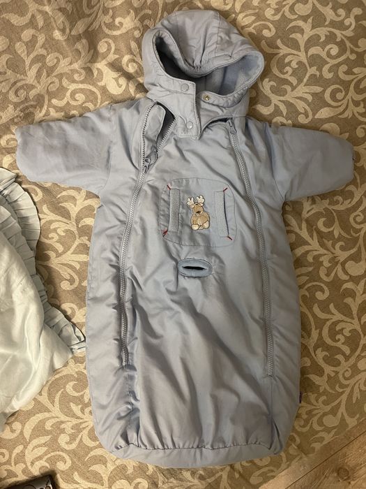 теплый Конверт демисезон голубой 62/68