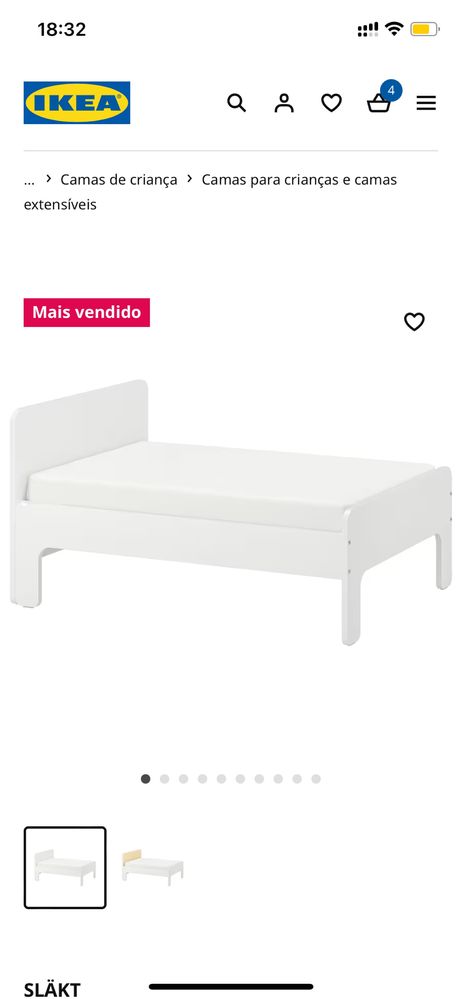 Cama extensivel de criança