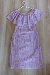 Koronkowa krótka różowa sukienka Reserved r. 38