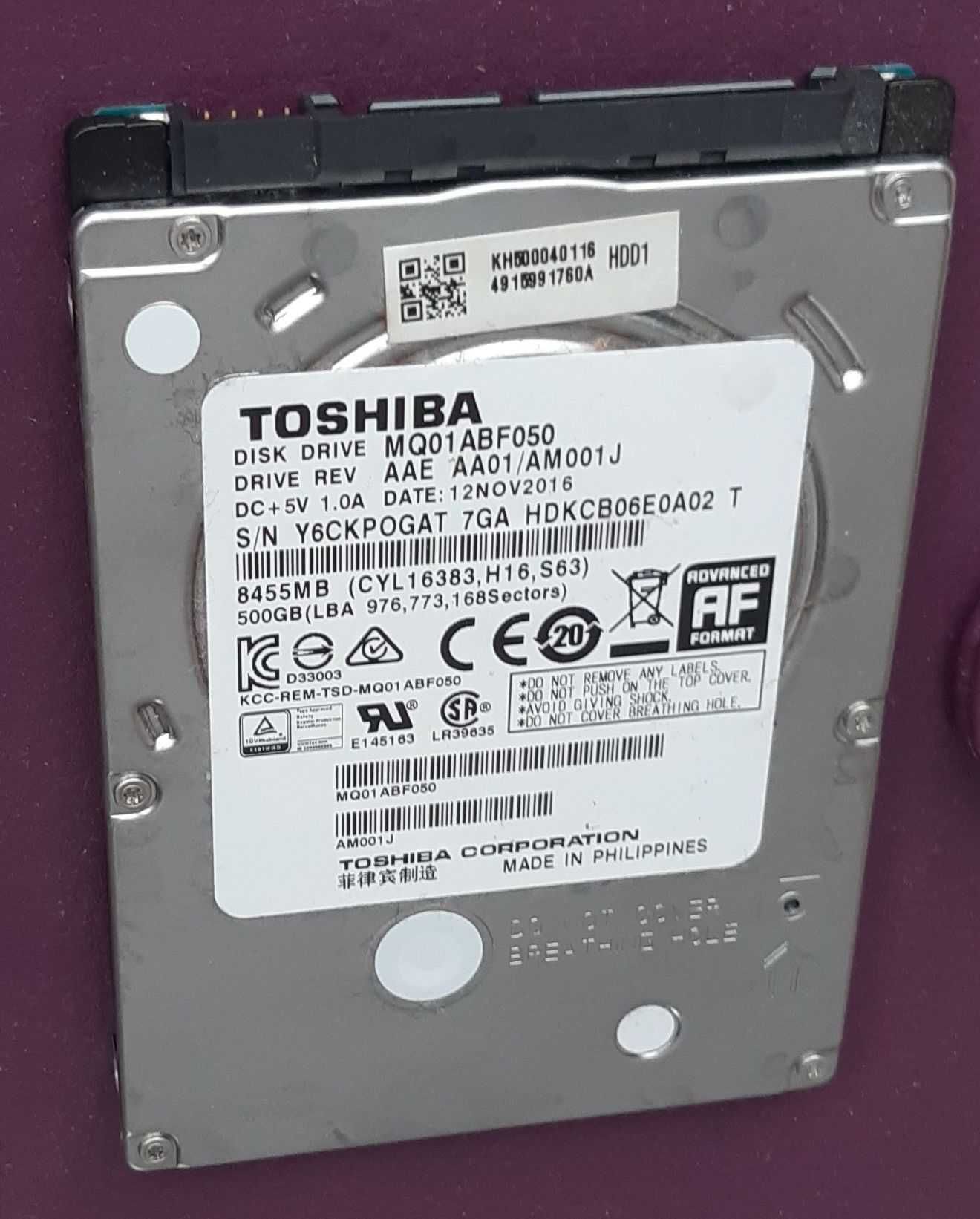 Dysk wewnętrzny 500GB TOSHIBA 5.4k 8MB SATA III 2.5'' MQ01ABF050