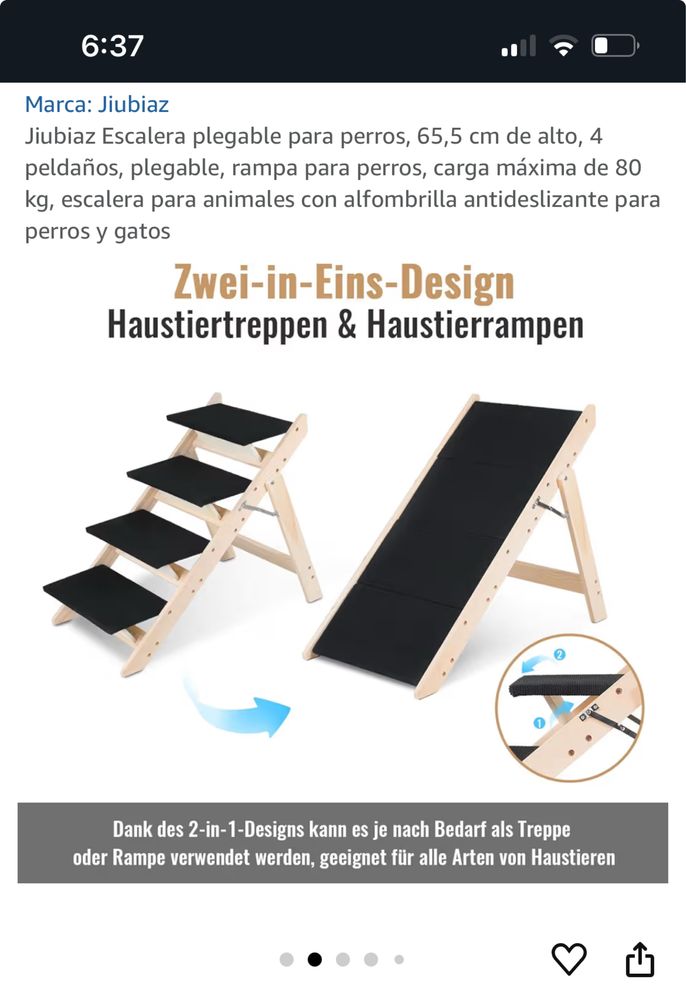Escada dobrável para animais