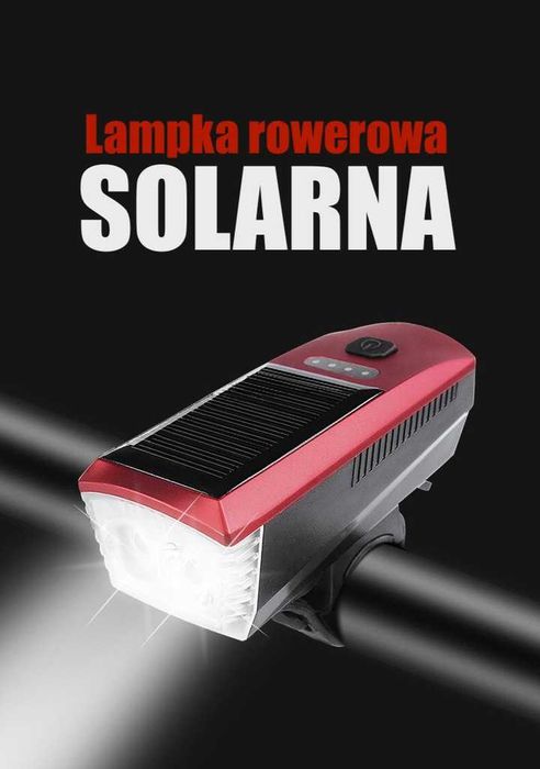 Lampka Rowerowa LED Solarna Powerbank USB Klaksin