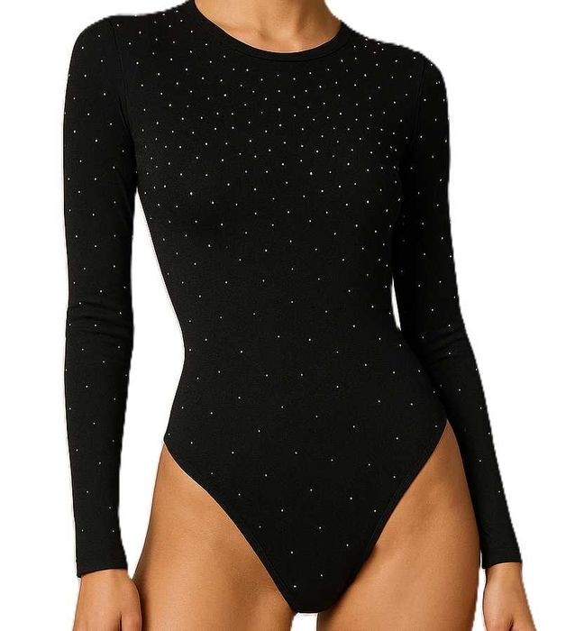 Body z długim rękawem, zdobione kryształkami.