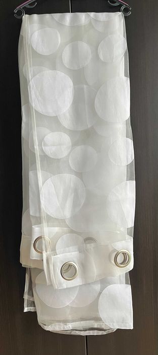 Komplet zasłon białe w kropy 200x140