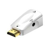 Konwerter adapter z HDMI na VGA D-SUB audio dźwięk mini jack biały